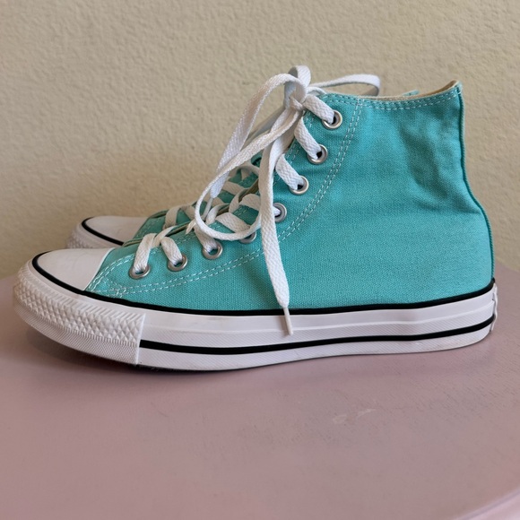 Converse High-Top Sneakers in Teal and White - Picture 2 of 16